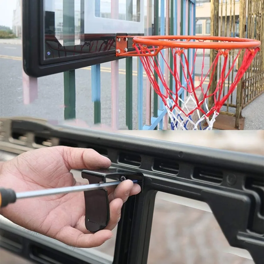 مجموعة حامل كرة السلة المعلق على كرة السلة في الهواء الطلق ولوحة خلفية للمراهقين مثبتة على الحائط ومقاومة للطقس #6