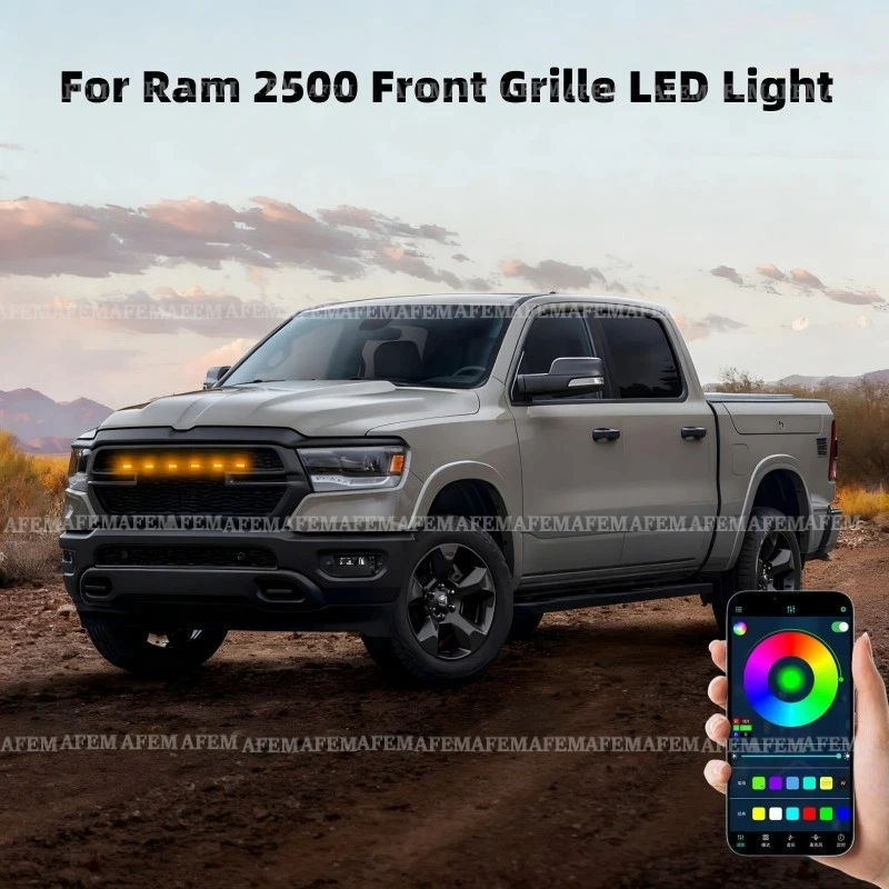 LED Front Grille Light For Ram 2500 2019-2025 Car Daytime Running Light Wheel Eyebrow Lamp For Pickup 12V