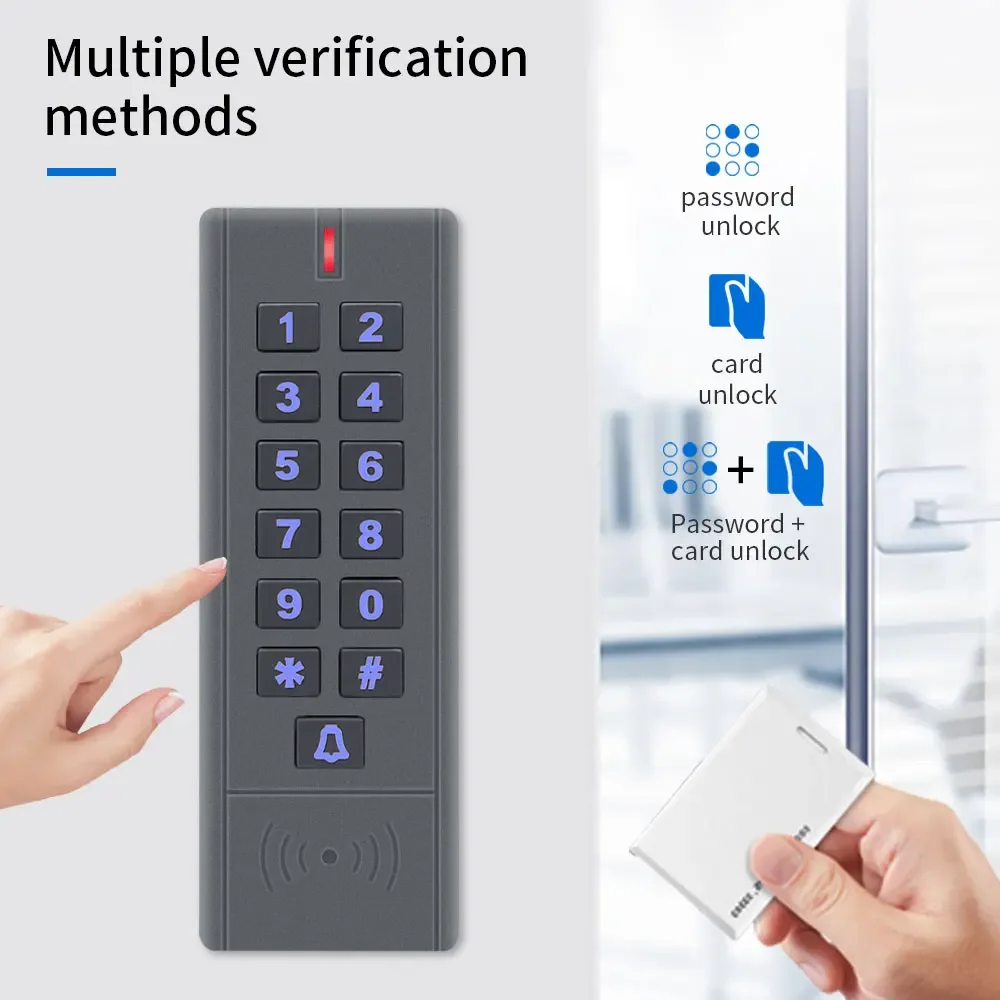 433MHz Wireless Wiegand Reader – Waterproof, WG26 Output, Built-In Doorbell – Password & ID Unlock for Access Control