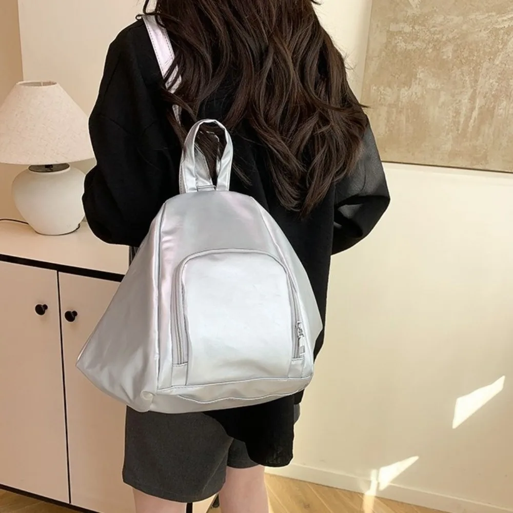 حقيبة هوبو بلون واحد حقيبة كتف بولي Leather جلد مقاوم للماء حقيبة كروسبودي حقيبة مدرسية سعة كبيرة حقيبة ظهر نسائية للرجال #5