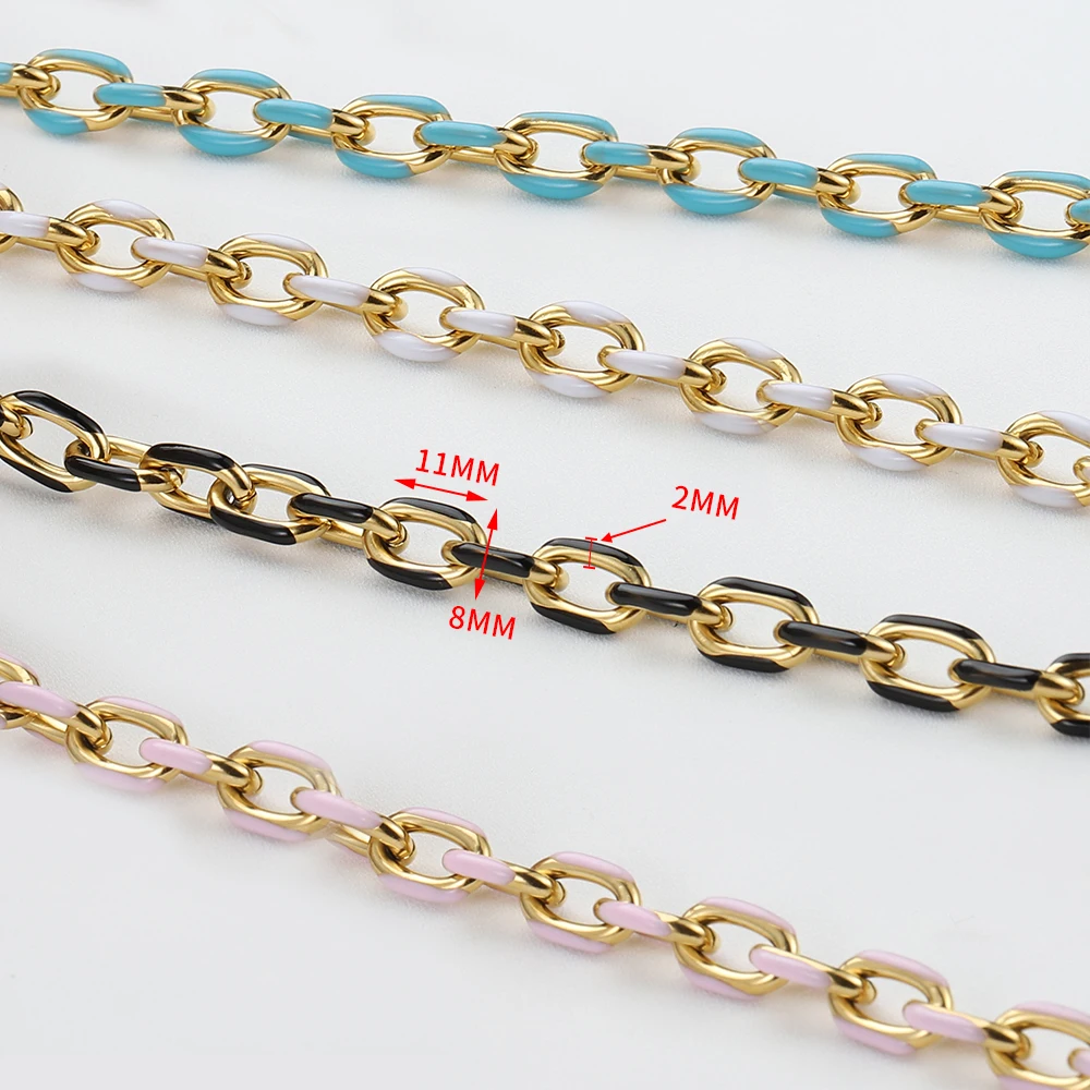 0.5/1M Stainless Steel Drip Oil Coarse Colorful Chain For DIY Bracelet Bag Chain Jewelry Making Accessories Practical Materials