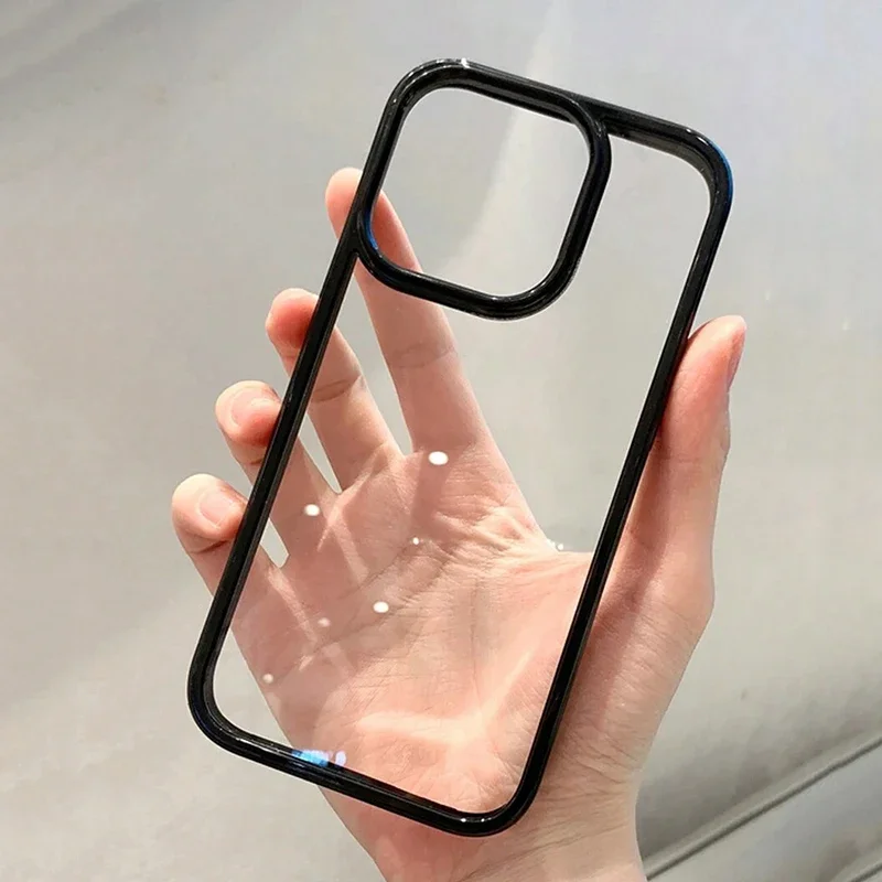 

Minimalist Transparent Acrylic Phone Case For iPhone 17 16 Pro Max 16e 15 14 13 12 11 XS X XR 7 8 Plus 13 12 Mini Soft TPU Cover