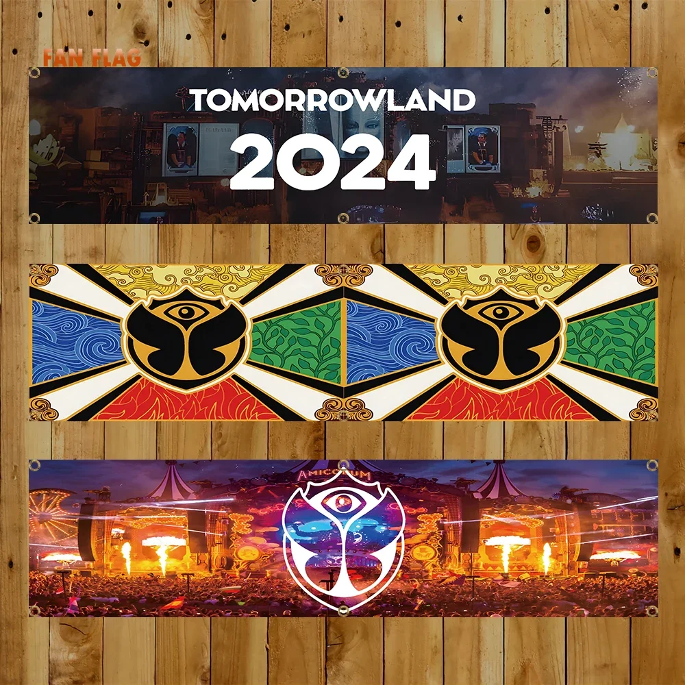 60x240cm Tomorrowland Banner Flag Music Electronic Dance Festival Outdoor Decor Polyester