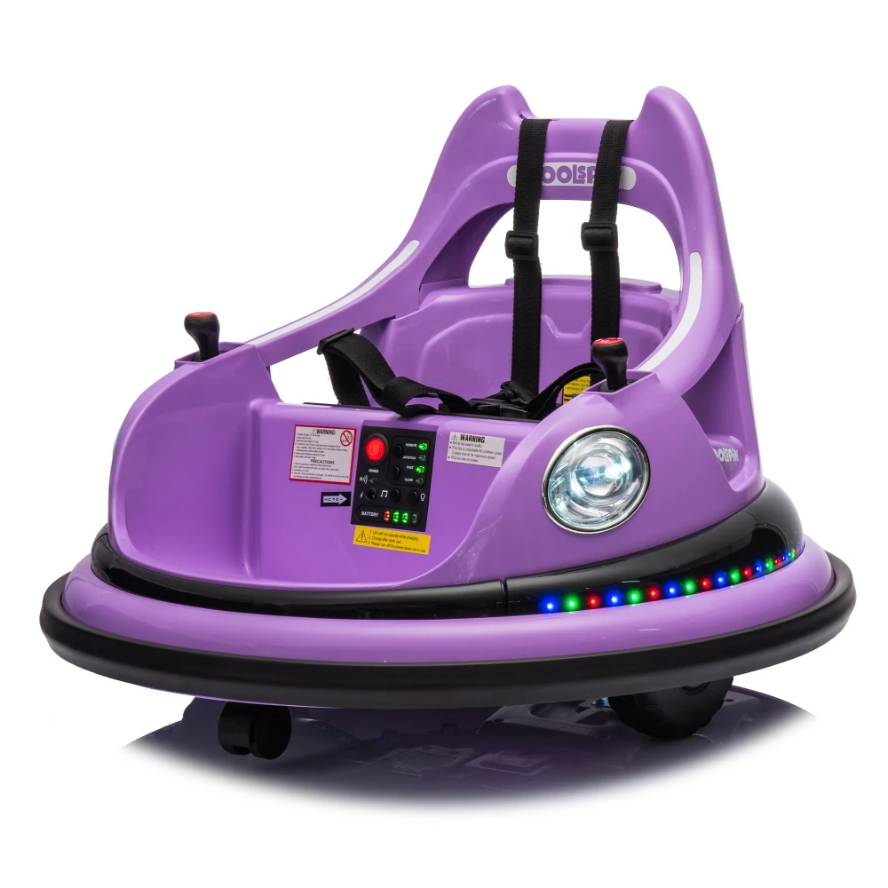 

Электрический бампер-кар 12В для детей 1.5-5 лет с LED-подсветкой, Bluetooth, вращением на 360 градусов и защитой от столкновений