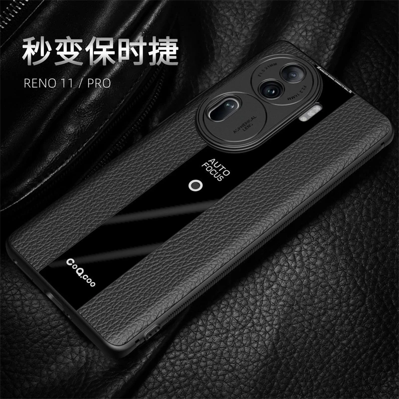 Leather Case For Oppo Reno 11 Pro Case Stylish Luxury PU Soft Phone Back Cover For Reno 11Pro 5G Camera Protection Shell Bumper