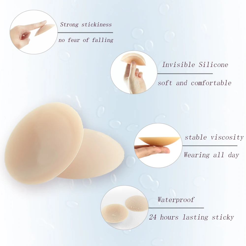 Aedo Silicone No-glue Waterproof Self-adhesive Ultra-thin Nipple Cover Women Invisible Sticky Reusable Nipple Pasties