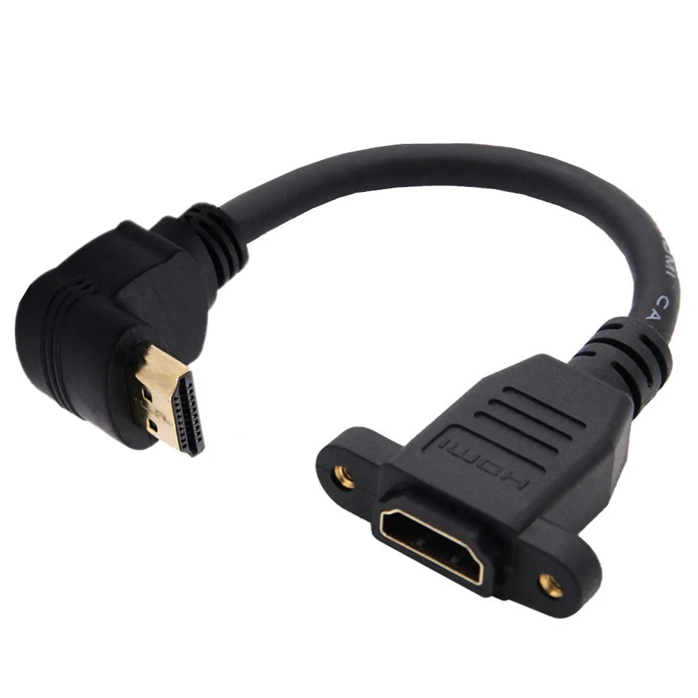 HDMI Ultra HD Cable Version 2.0 60Hz Male to Female Curved Connector with Fixed Screws for Extension and Connection