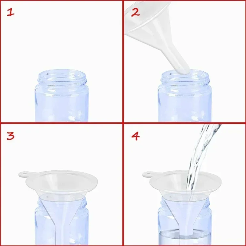 

100 шт. мини-пластиковых воронок, многоразовые инструменты для дозирования жидкостей, для розлива парфюмерии, эфирных масел, лосьонов, специй, порошков, лабораторные принадлежности