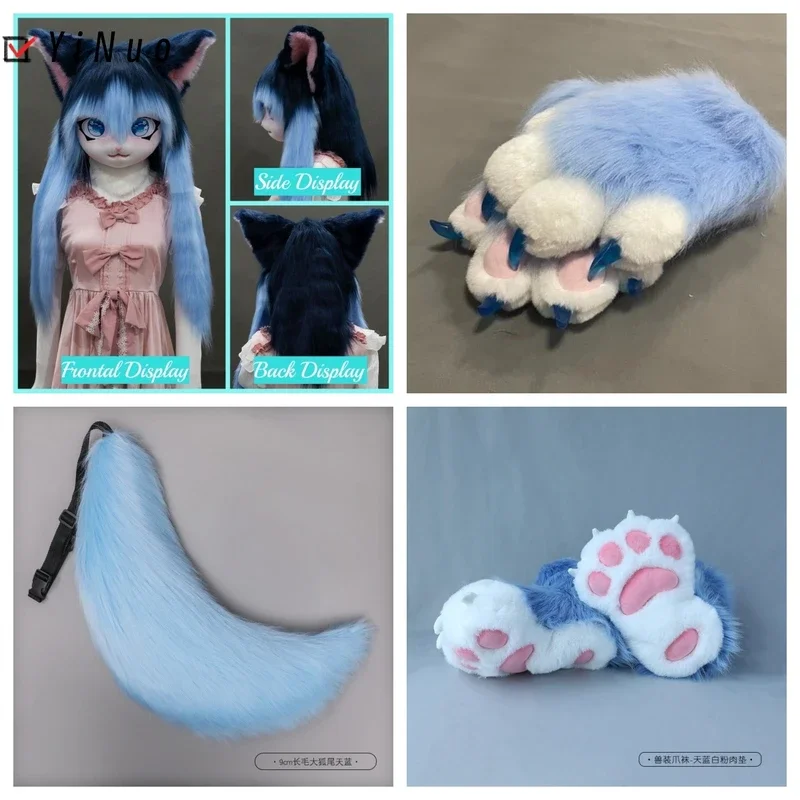 Kigurumi Fursuit Head Fursuits Furry Costume Fursuit Fursuit Accessories Kigurumi Suit Rubbit Doll Mask Head Gloves tail shoes