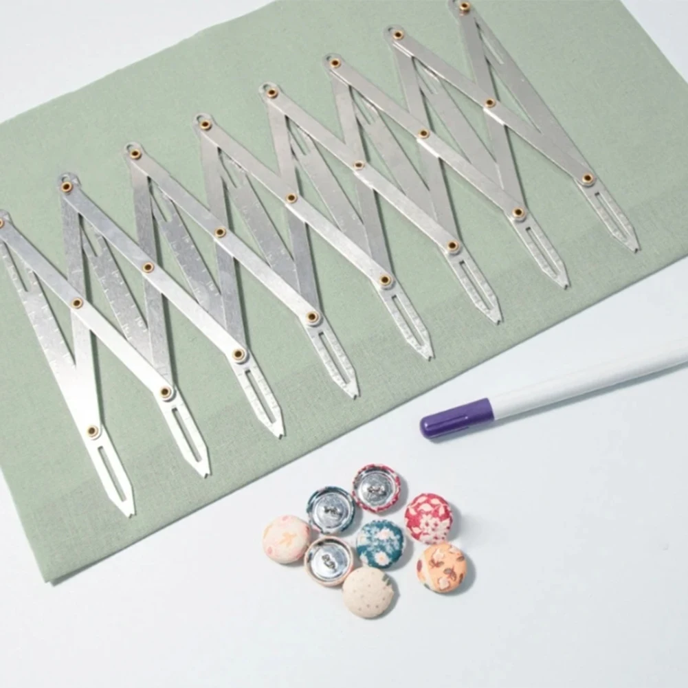 

Sewing Gauge, Adjustable Expanding Sewing Gauge Button Guide Spacing Device for Buttons Pleats DIY Curtain Accessories-A51M