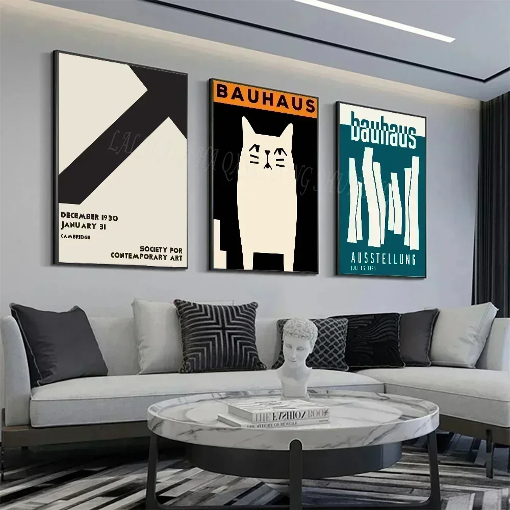 Bauhaus Abstract Art Exhibition Geometric Minimalist Lines Art Poster Canvas Painting Wall Prints Living Room Home Decor Poster