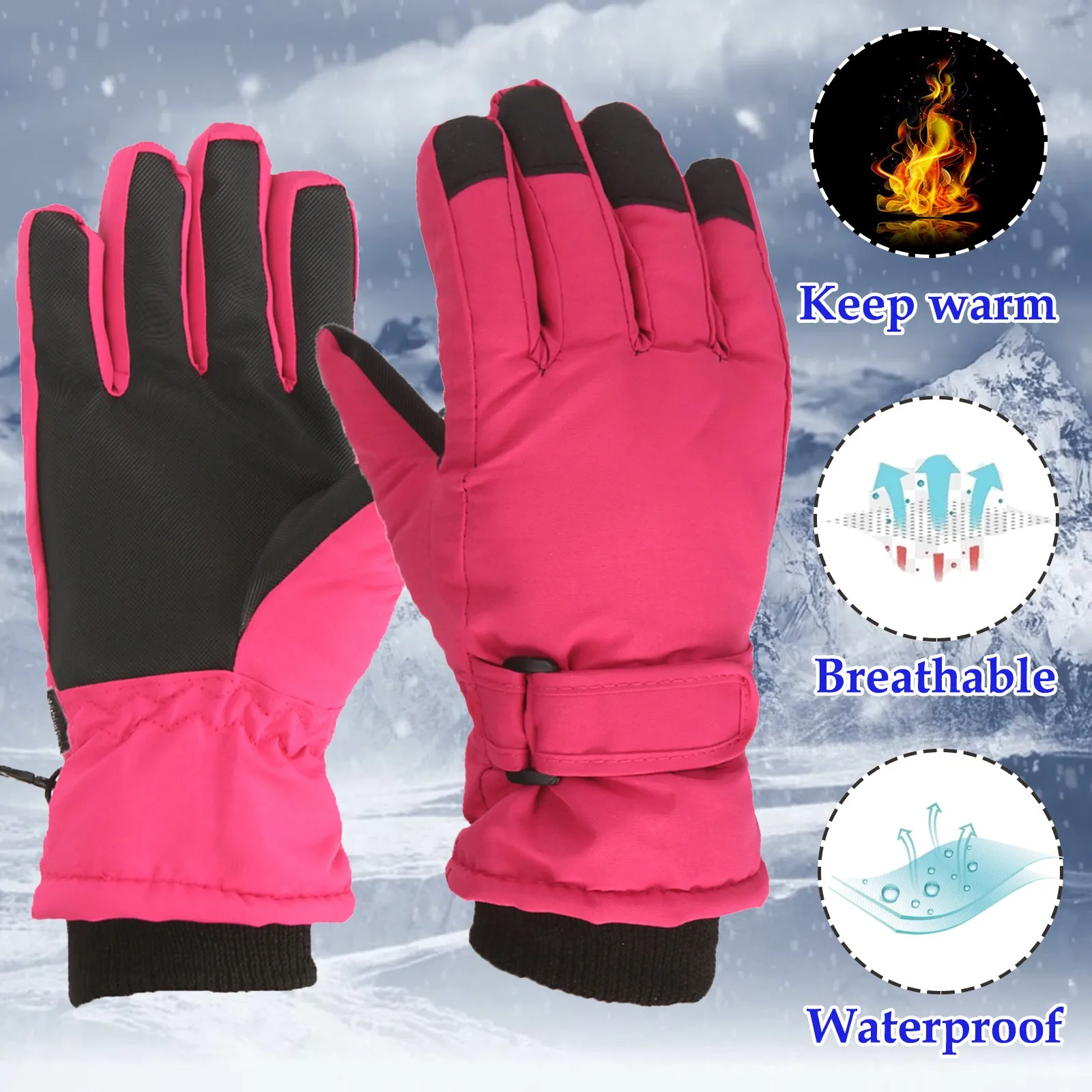 Outdoor Skating Snow Warm Kids Gloves Windproof Winter Girls Suit For 7-12 Years Ski Snowboarding Kids Gloves