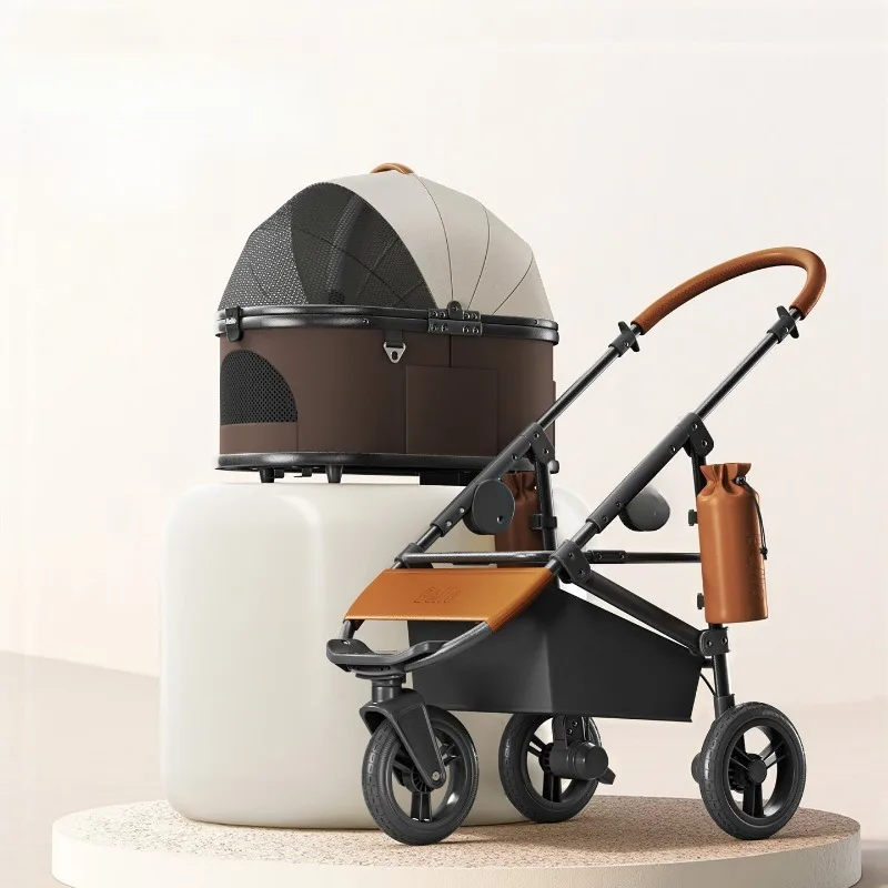 Pet cart three-wheeled cat and dog foldable object push can be separated