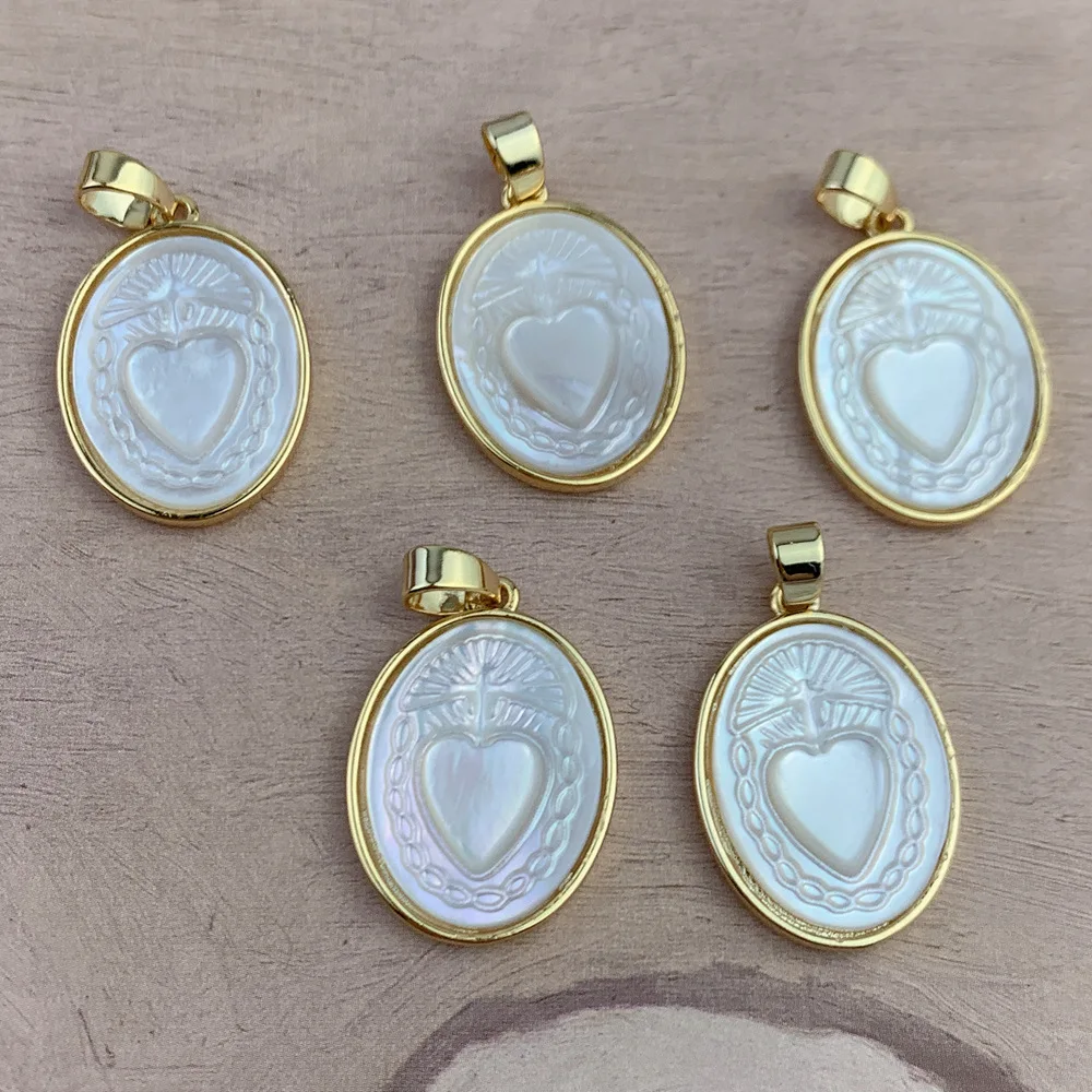 5pcs Jesus Christianity Heart Necklace Pendant Wholesale For  Necklace DIY Jewelry Making Accessorie