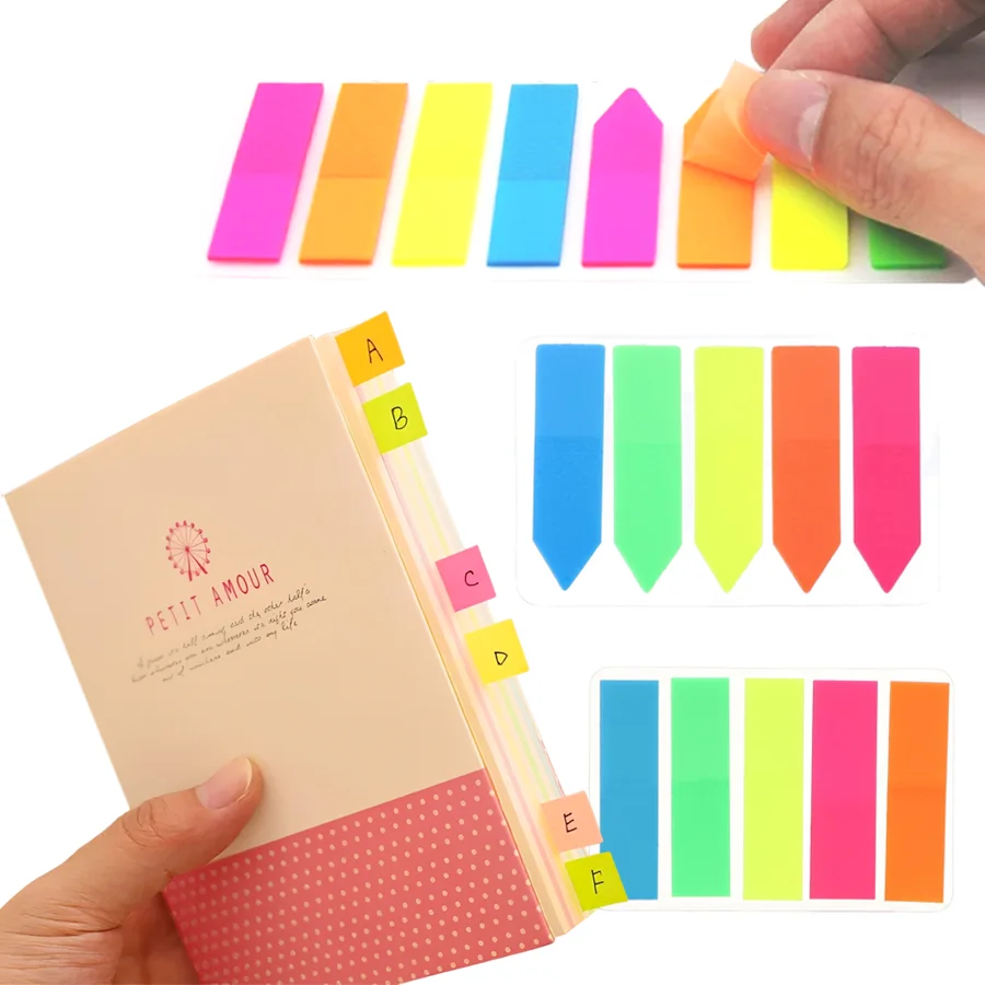 

400pcs PET Sticky Notes Colorful Index Tags Creative Memo Guidance Label Office Study Supplies Portable Plastic Bookmark General Stationery XJM