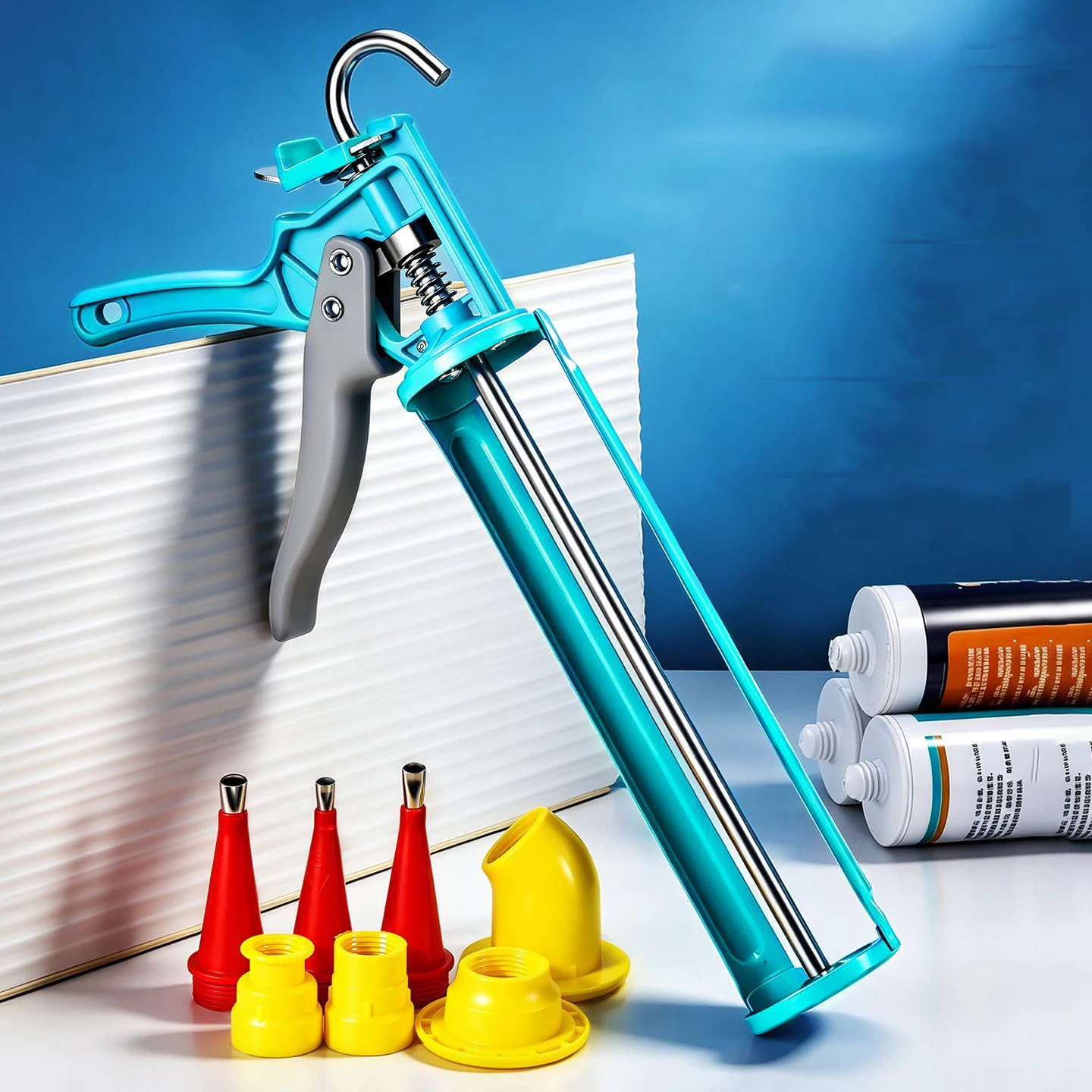 Manual Silicone Glass Glue Gun Skeleton Caulking Caulk Cartridge Skeleton Gun Caulking Applicator Tool Set For Doors Windows