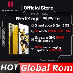 Global Rom Bumblebee Redmagic 9 Pro + plus 6,8 '120Hz Snapdragon8 Gen3 Q9 + 5500mAh 165W carga rápida 5G teléfono inteligente para juegos