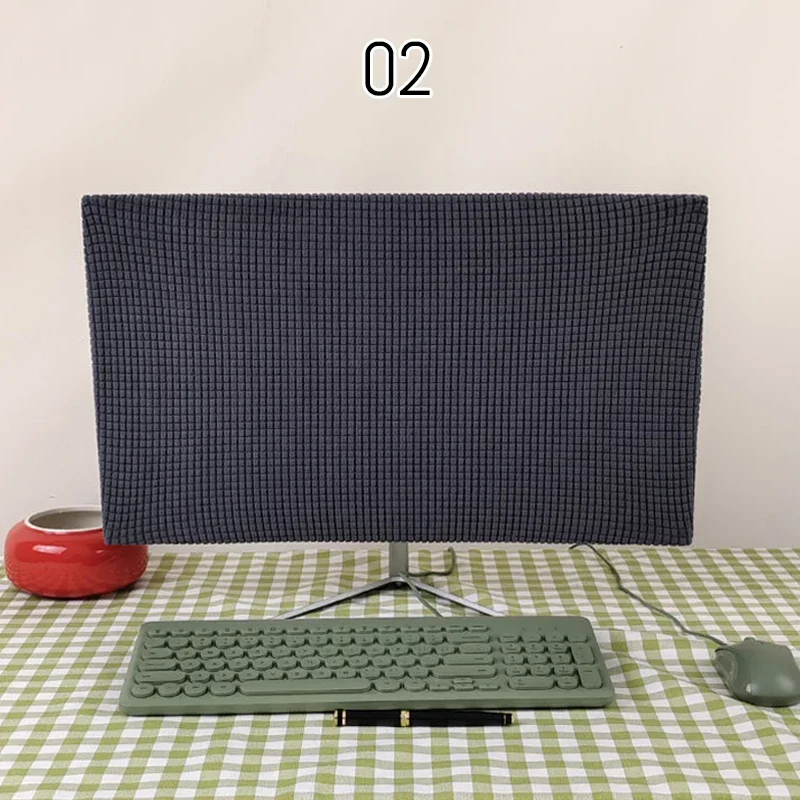 Computer Dust Cover High Elastic Polar Fleece Monitor Protective Cover for 27inch Desktop Computer TV Dustproof Breathable