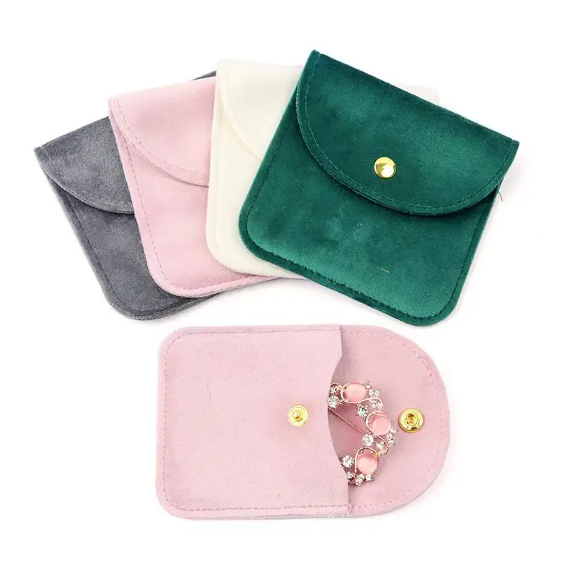 Jewellery Pouch Snap Button Soft Velvet Bag Envelope Jewelry Packaging Bag Wedding Gift Necklace Earrings Rings Storage Bag
