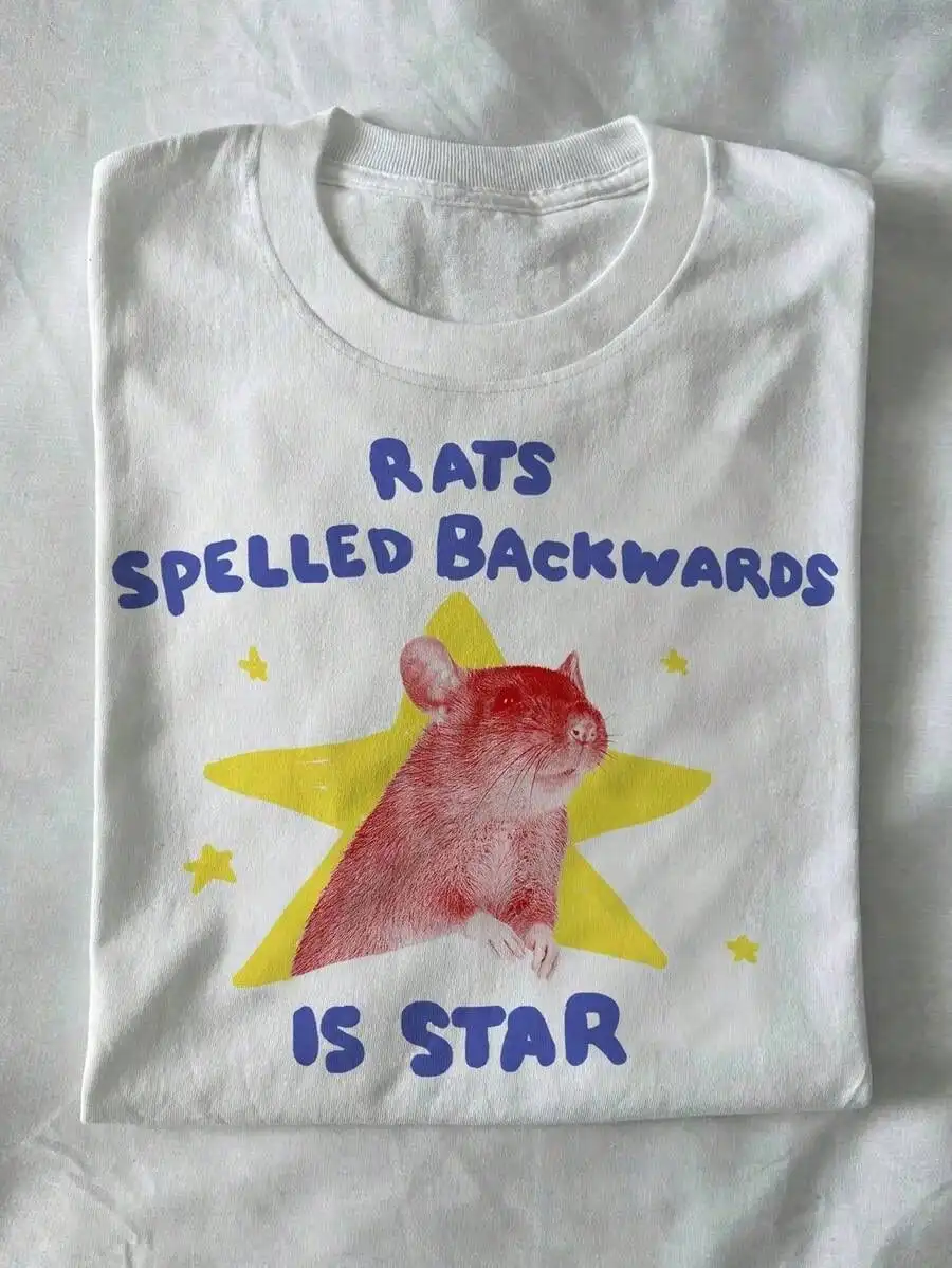 

Футболка унисекс с надписью «Rats Spelled Backwards Is Star», забавная футболка с животными, необычная, альтернативная, повседневная, универсальная.