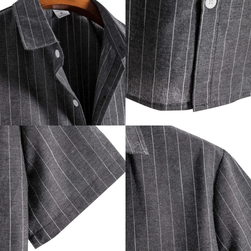 Camicie a maniche corte alla moda da uomo Camicie a maniche corte con supporto a righe casual Nuovi vestiti estivi Streetwear