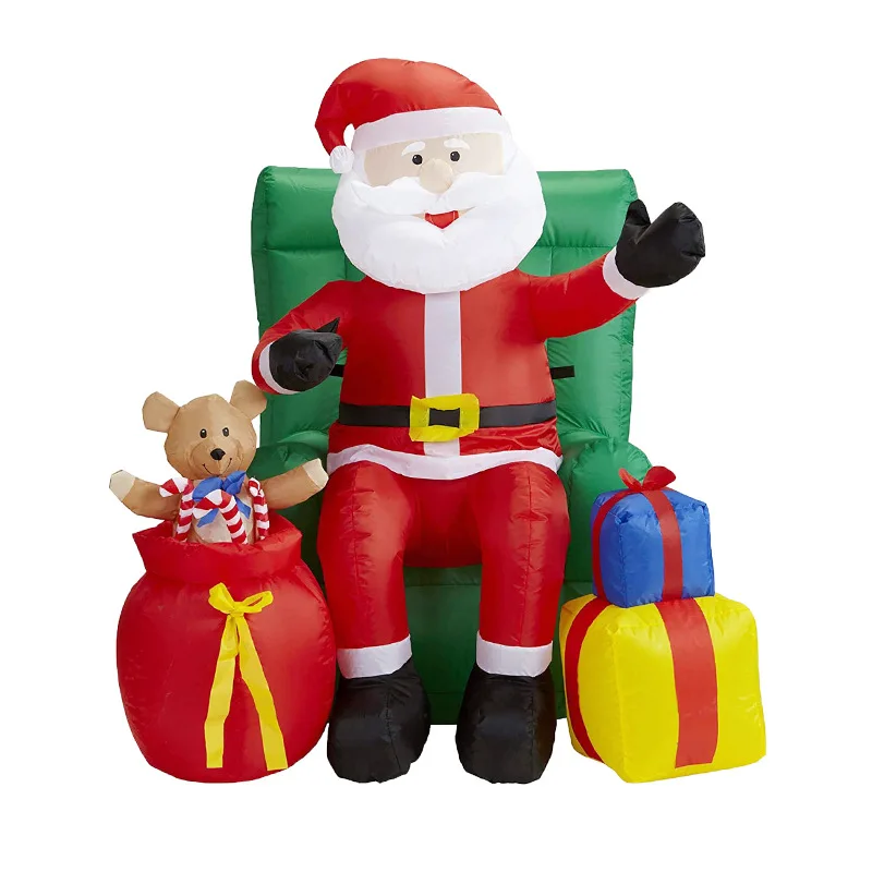 7,5FT Grande Babbo Natale sul divano Gonfiabile Decorazione natalizia per esterni Giocattoli gonfiabili illuminati a LED Decorazione del prato del giardino di casa
