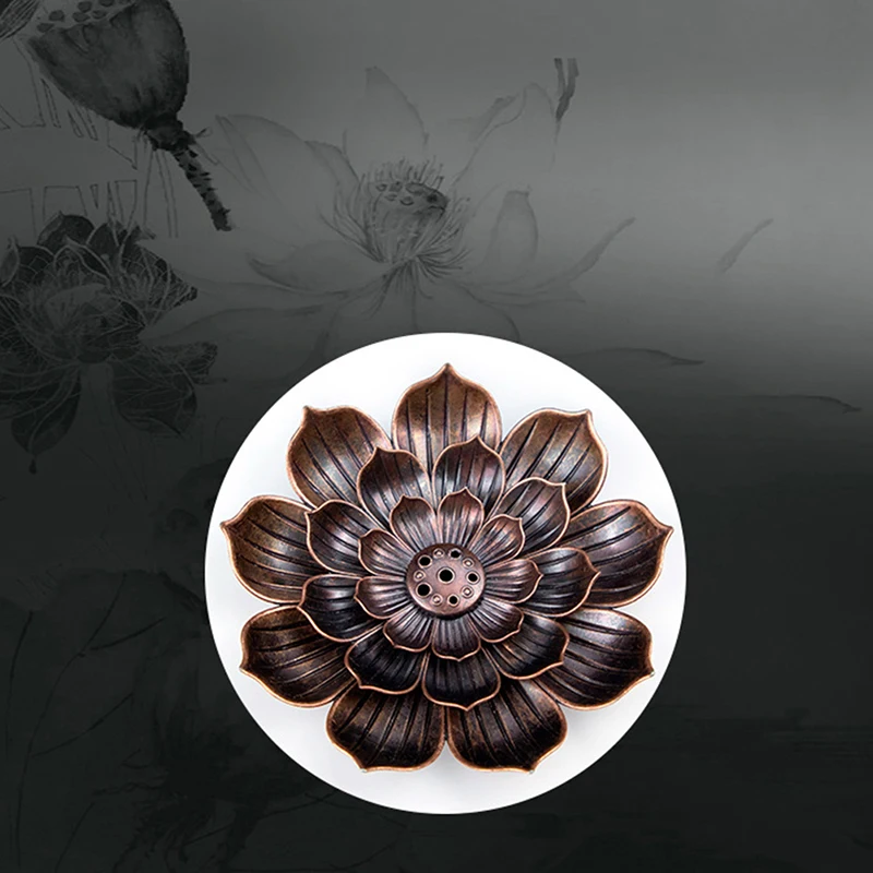 Alloy Porous Lotus Flower Fragrance Plug Zen Line Plug Incense Holder Household Sandalwood Stove Tray Accessories