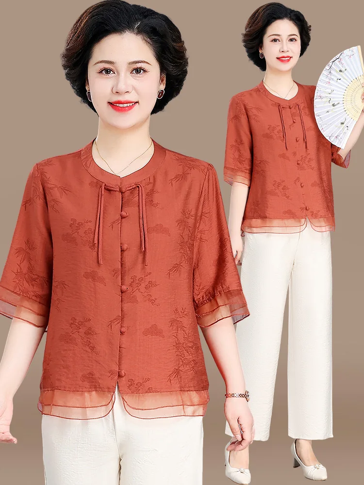 

New Chinese Sle Autumn Outfit Women's Cotton Linen irt And Pants Set for Middle-Aged And ly Faionable And Comfortable