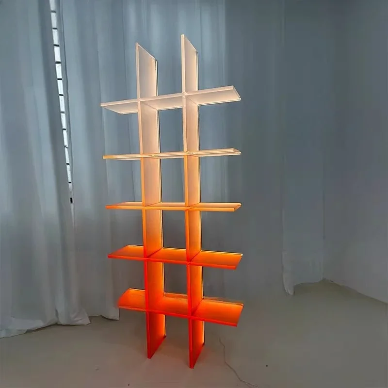 Acrylic display stand display case custom display case shelf transparent matte gradual change orange wine cabinet shoe rack