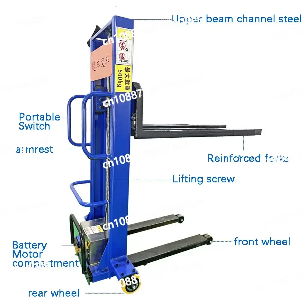 Self Loading Portable Forklift 1500kg Mini Small Hand Manual Semi Electric  Lifting Stacker