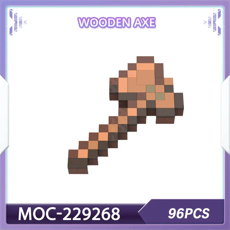 Juego de bloques de construcción hacha de madera Pixel MOC-229268 decoración de juego regalo de Navidad