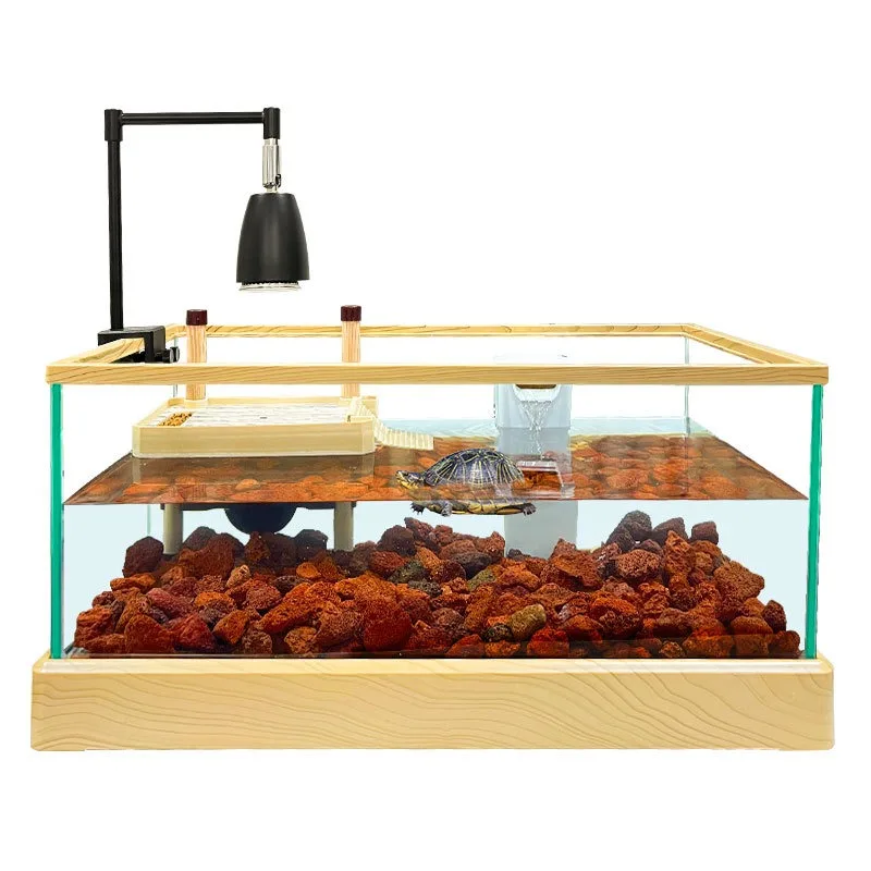 Superior Functional Multi Layer Glass Rectangle Turtle Tank Eco-friendly 20L Living Room Enclosure with Lamp Habitat Setup