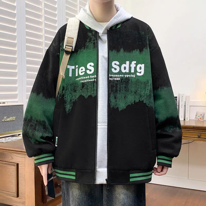 

Cool Baseball Jaet for Boys Spring Autumn Faionable Youth Outerwear Casual Loose Fit Anti-Wrinkle Polyester Long Sve Z...