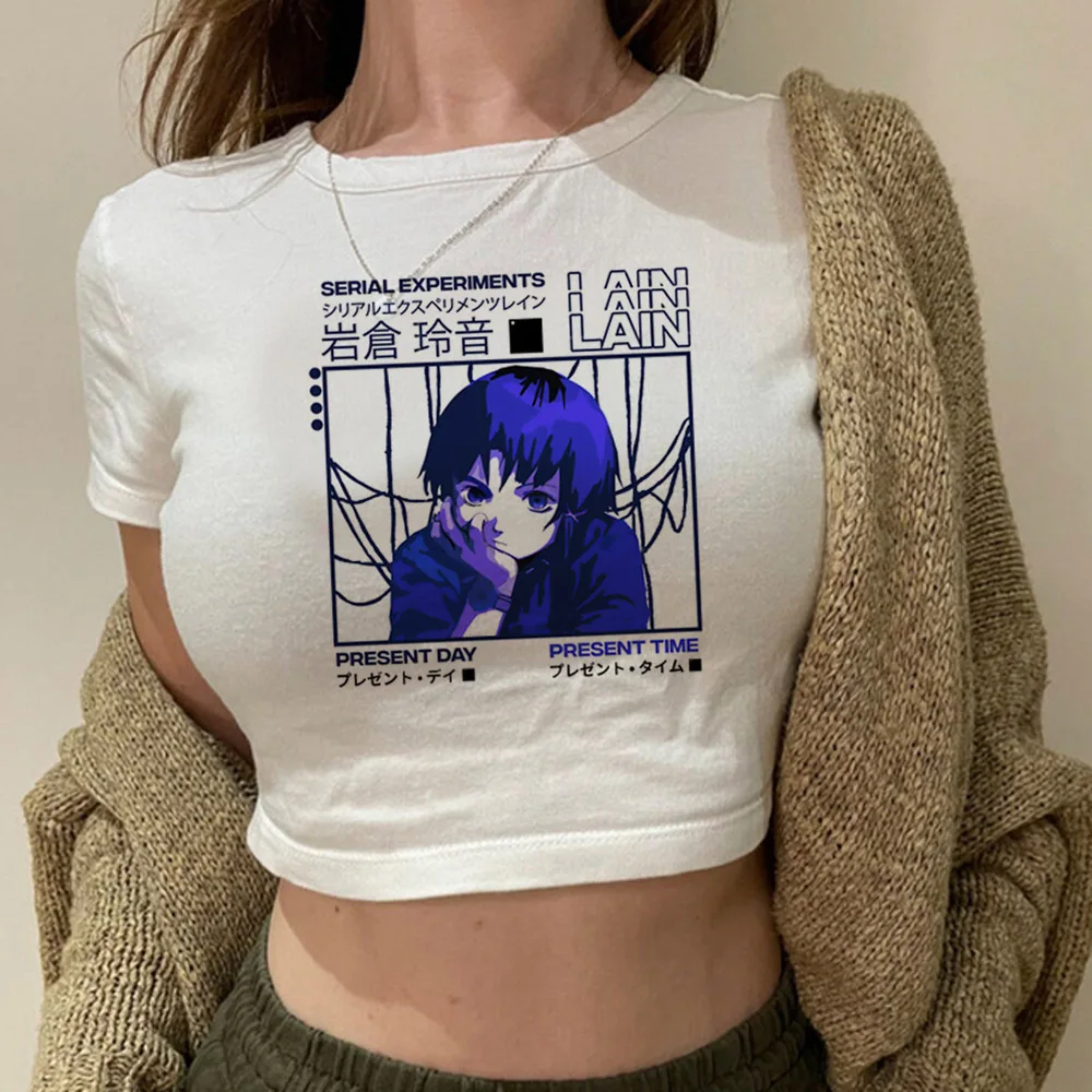 Serial Experiments Lain crop top Slim Fit Cute Grunge harajuku corset Streetwear Fairy summer gyaru woman top