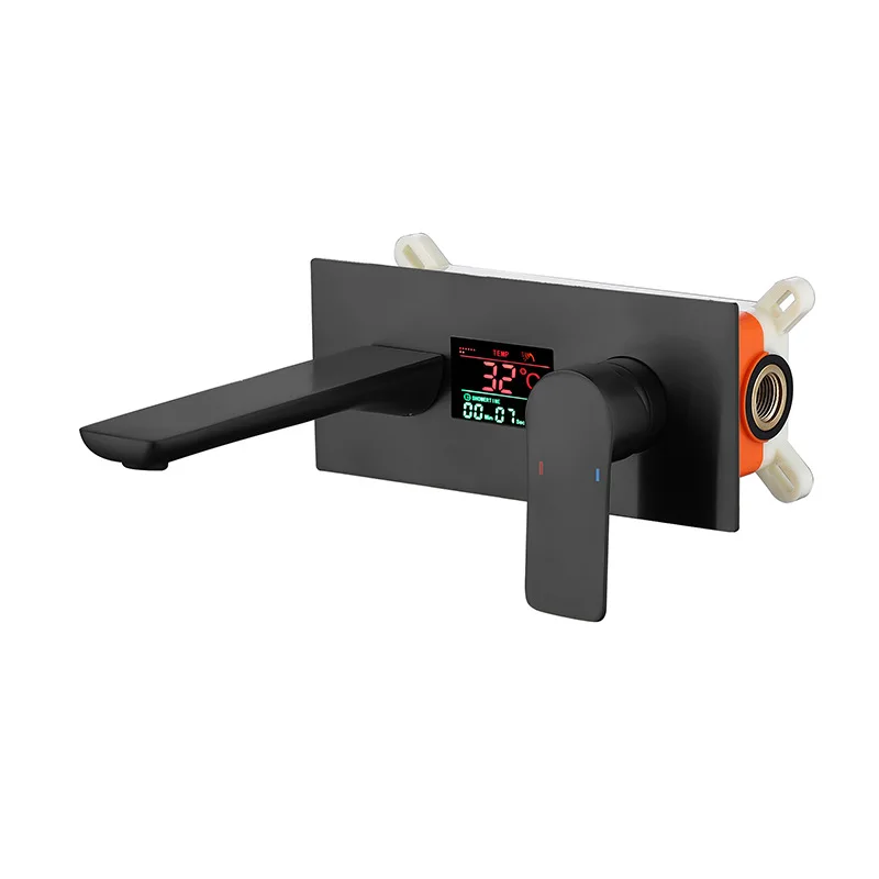 

Bathroom, all copper, black, digital faucet, in-wall basin faucet
