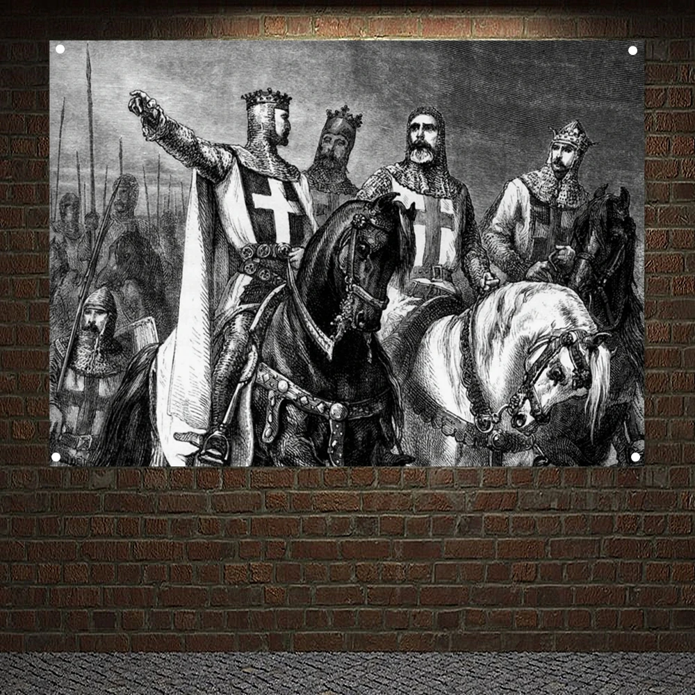 

Ancient Cross Legion Banners Flags Wall Art Knights Templar Posters Wall Hanging Ornaments Mural Canvas Painting Home Decor C3