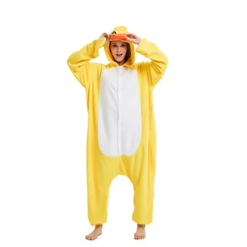 الأصفر بطة نيسيي الحيوان Kigurumi يونيكورن منامة هالوين الكبار الكرتون بيجامة تأثيري حفلة النساء الرجال Homewear النعال XXL