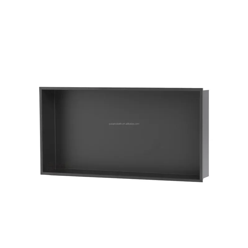 304 Stainless Steel Matte Black Shower Niche Wall Mounted Rack Narrow Side Storage for Luxury Hotel Bathroom Modern Design