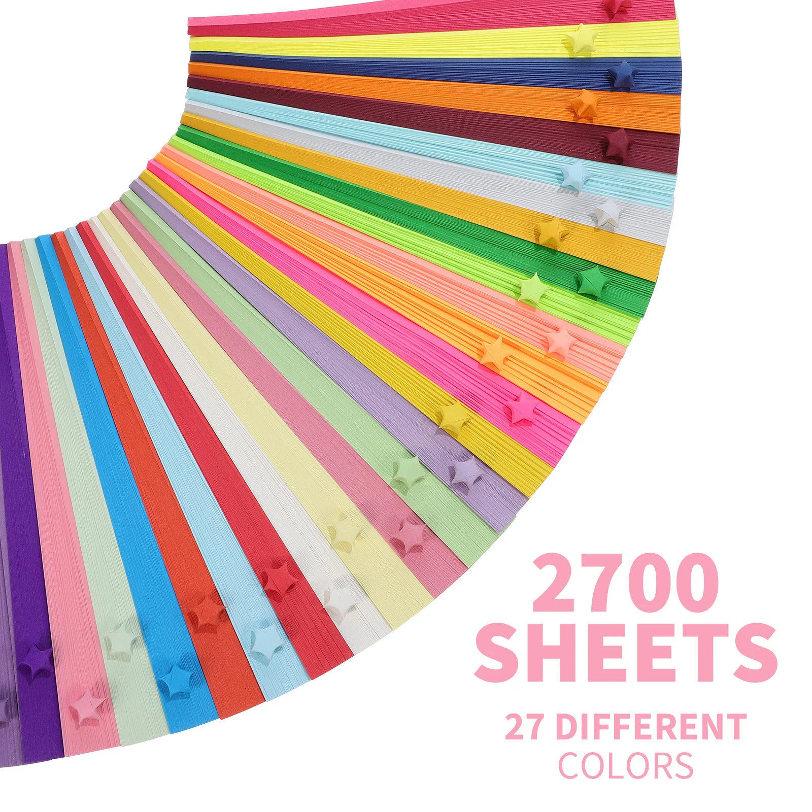 

2700 Sheets Star Papers Glitter Material Pastel Bulk Colored Folding Double Sided DIY Craft Project School Entertainment
