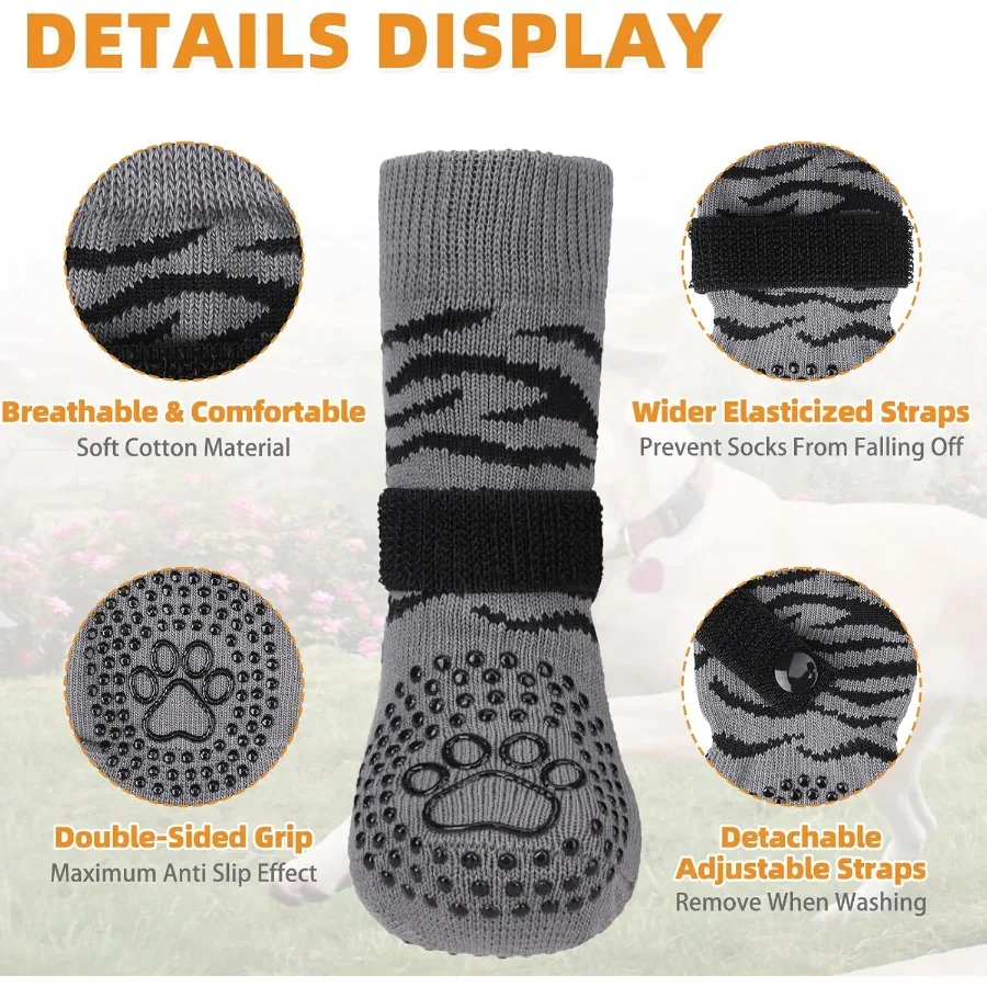 جوارب مضادة للانزلاق للكلاب لمنع لعق أحذية الكلاب للرصيف الساخن والأرضيات الصلبة جورب متين ناعم مزدوج الجوانب #3