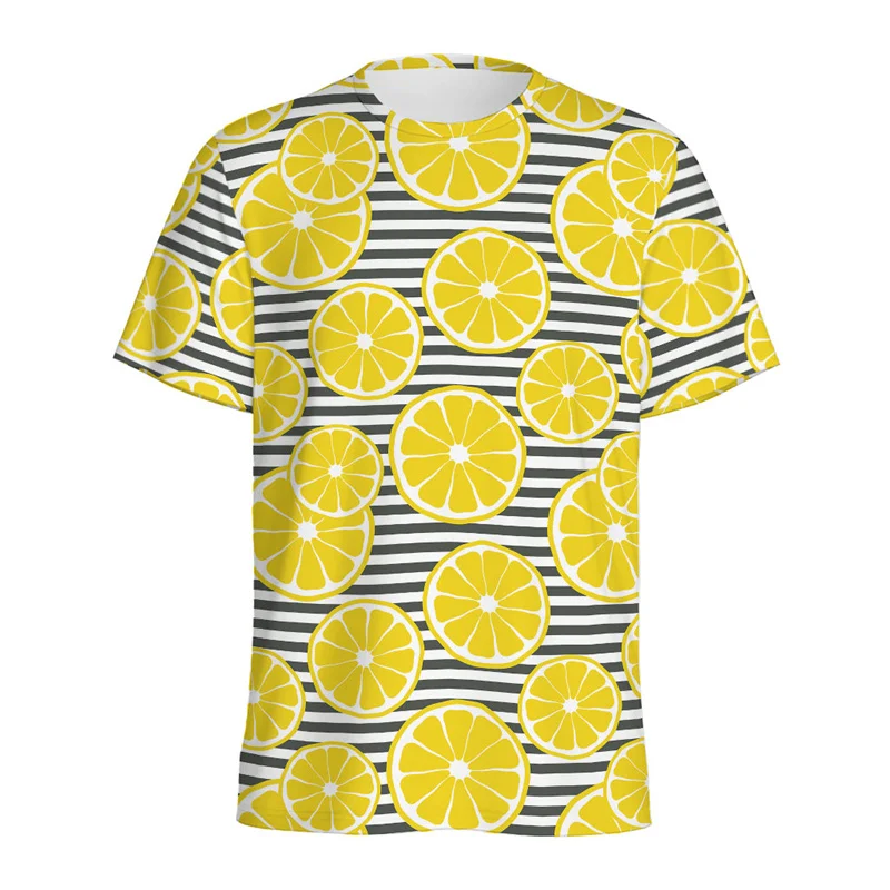 Fashion Lime Lemon Pattern T-shirt For Men Hot Sale 3D Printed Fruit T Shirts Summer Round Neck Tees Tops Loose Short Sleeves