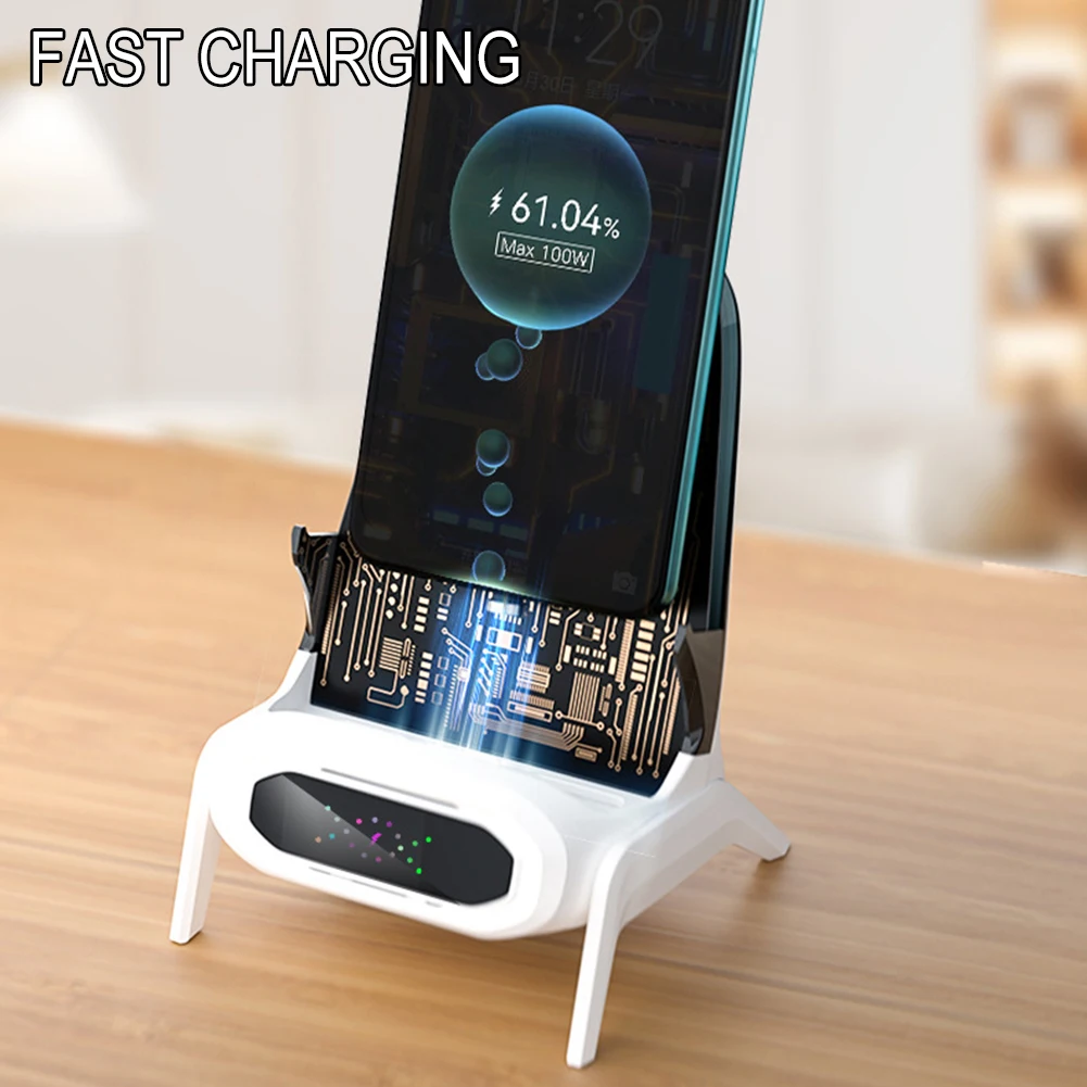 Magnetic Wireless Charging With Large Base Stable Portable Desktop Phones Rack For Room Offices Home