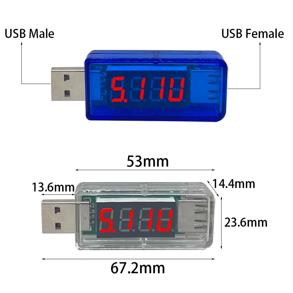 USB Charging Current And Voltage Tester, Voltmeter With LED Display, Ammeter Meter Time Display Mobile Power Detector
