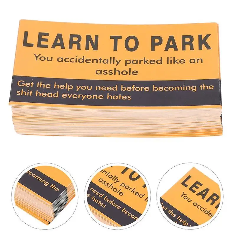 50pcs Learn To Parking Card  Bad Parking Warning Card Sign Novelty Business Cards Parking Violation Tickets Do Not Park Here Car