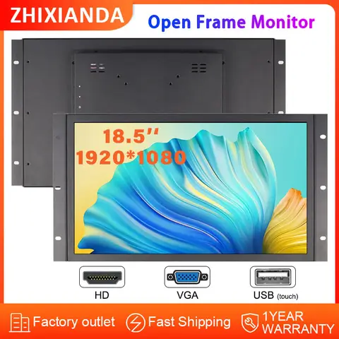 Pannello da 18,5 pollici di grado industriale 1920 * 1080 Display touch screen LCD Monitor a telaio aperto Custodia in metallo con ingresso HD VGA