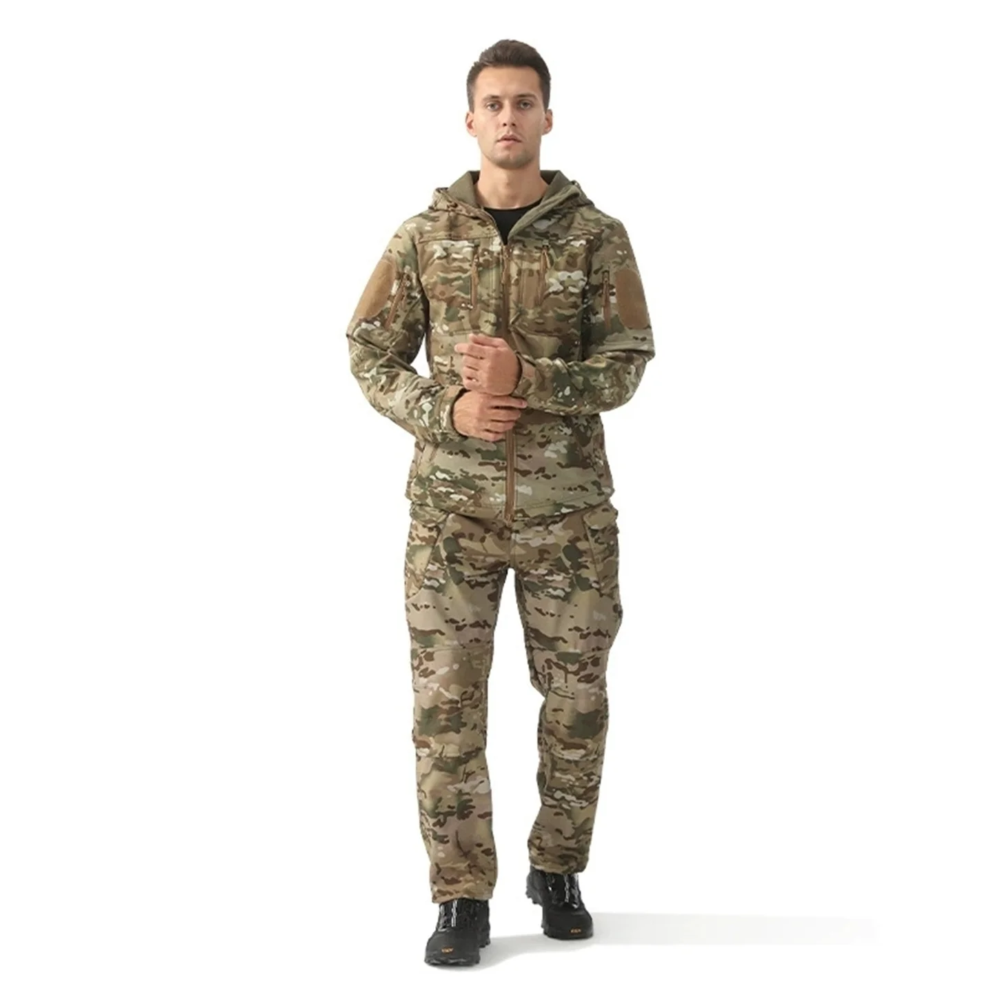 

Зимняя камуфляжная охотничья форма, уличная термосумка SoftShell и брюки, мужской ветрозащитный водонепроницаемый тактический костюм