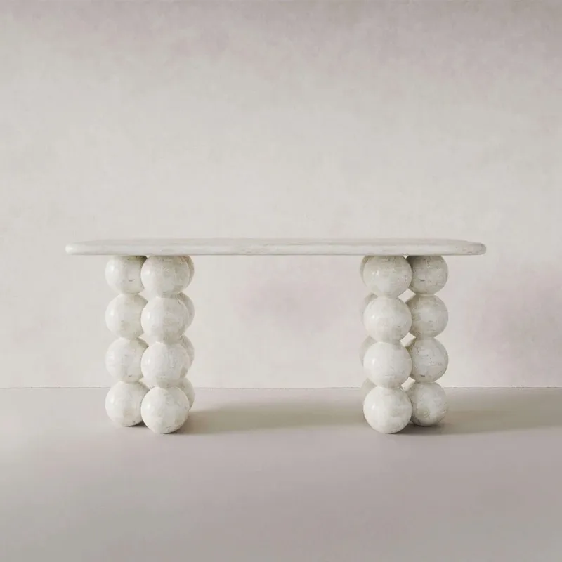 Natural marble French entrance retro spherical corridor case table high aisle table art table