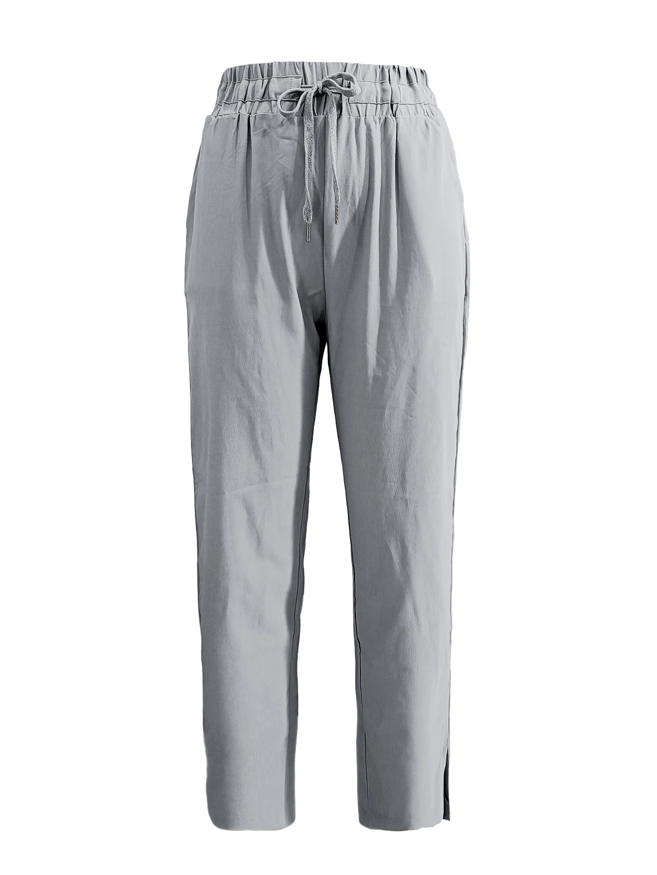 Neue bequeme Damenhose mit hoher Taille und Kordelzug, einfarbig, lässige Hose mit Taschen für Workout, Lounge und Alltag. – Detail 5