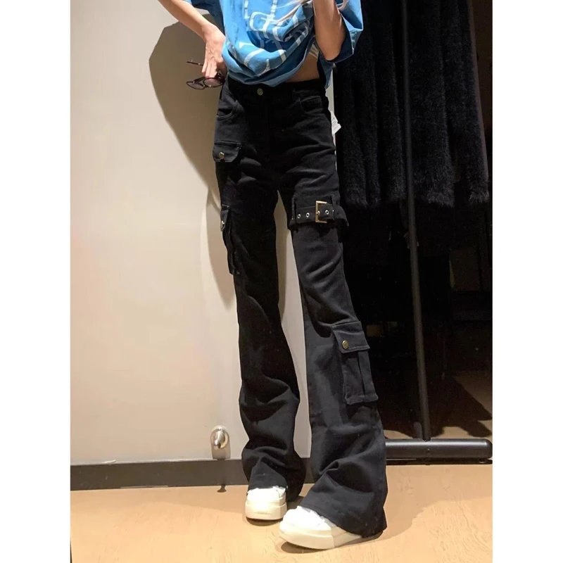 กางเกงคาร์โก้ผู้หญิง สไตล์พังก์ ฤดูใบไม้ผลิ ผ้าไนลอน หลายชั้น เรียบง่าย ศิลปะ ความงามแบบอาร์ต ลุคคนเมือง ลายถัก น้ำหนักเบา ทรงโอเวอร์ไซส์