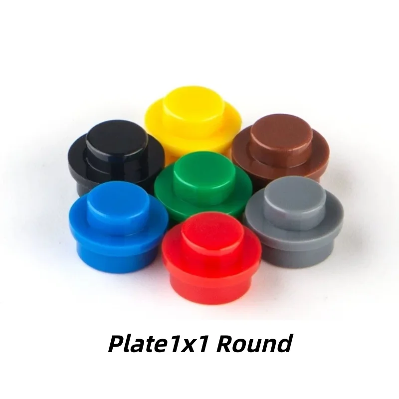 100PCS 800PCS PLATE 1X1 ROUND Compatible With 6141 4073 Round & Angles MOC Self-Locking Bricks Building Blocks Toys Accessories